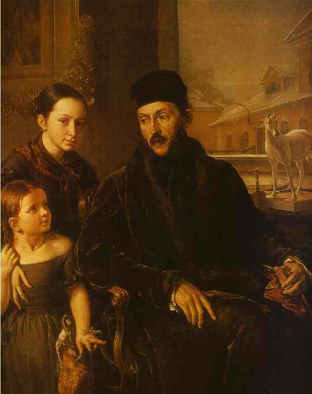 Oil painting:Portrait of D. P. Voyeikov with His Daughter and the Governess Miss Sorock. 1842