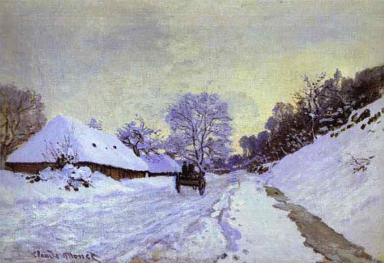 The Cart; Snow-Covered Road at Honfieur, with Saint-Simeon Farm. 1867.