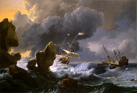 Ships in Distress off a Rocky Coast