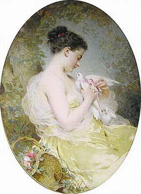 Jeune fille a la colombe, Young girl with a dove