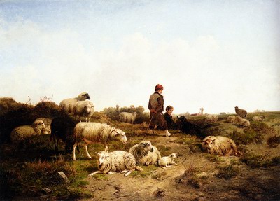 Shepherd Boys With Their Flock