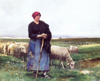 A Shepherdess with her flock