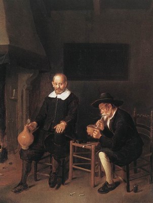 Interior With Two Men By The Fireside