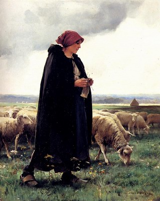 A Sheperdess With Her Flock