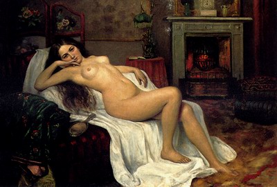 Reclining Nude On A Draped Sofa