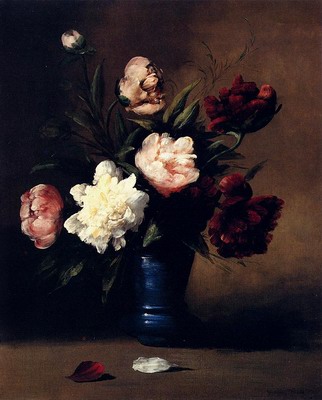 Peonies In A Blue Vase