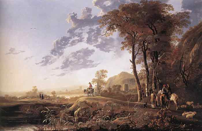 Evening Landscape with Horsemen and Shepherds, 1655-1660