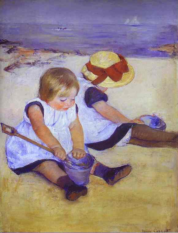 Two Children at the Seashore. Oil on canvas. The