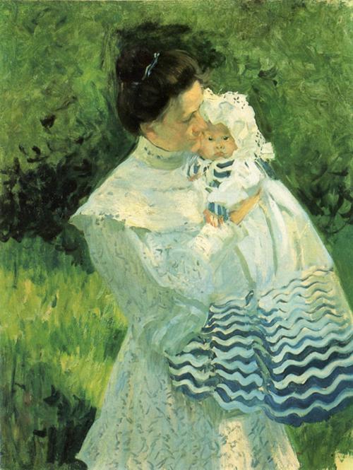 Lilacs. Yu.Ye.Kustodiyeva with Daughter Irina. Detail. 1906