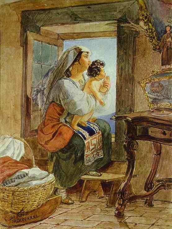 Italian Woman with a Child by a Window. 1831