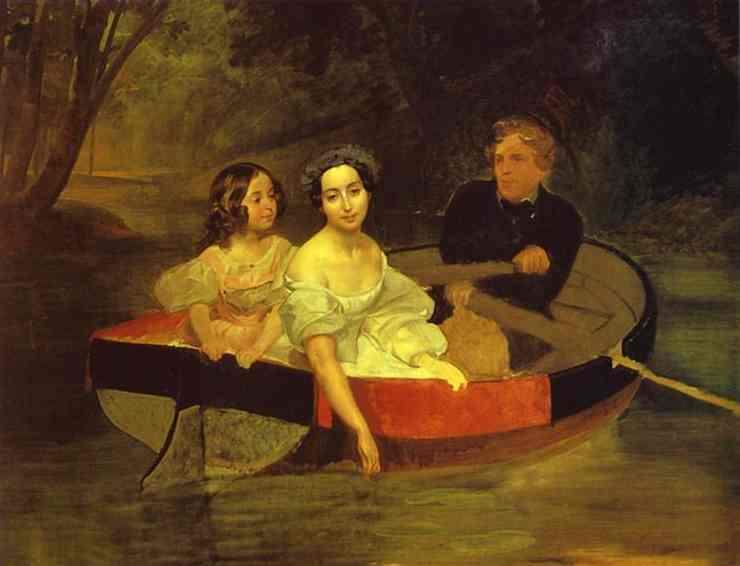 Self-portrait with Baroness Ye. N. Meller-Zakomelskaya and a Girl in a Boat. Unfinished. 1833-1835