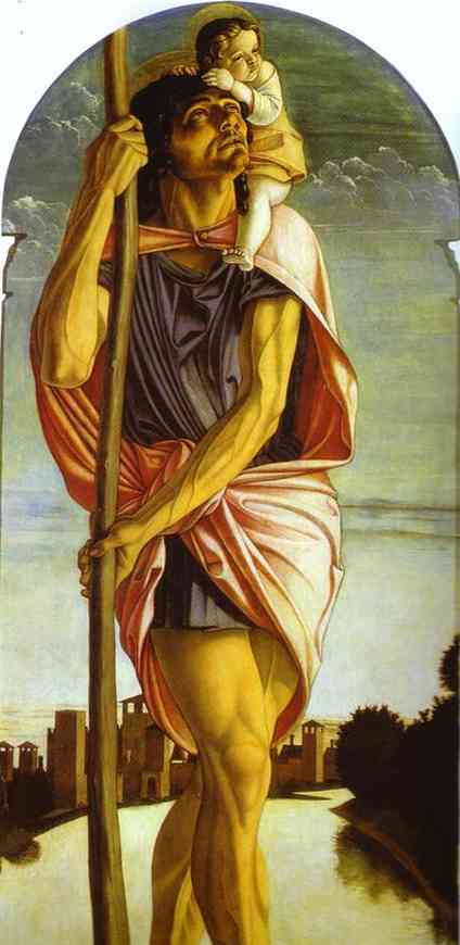 St. Christopher. Detail of panel of St. Vincent Ferrar Polyptych. c. 1464