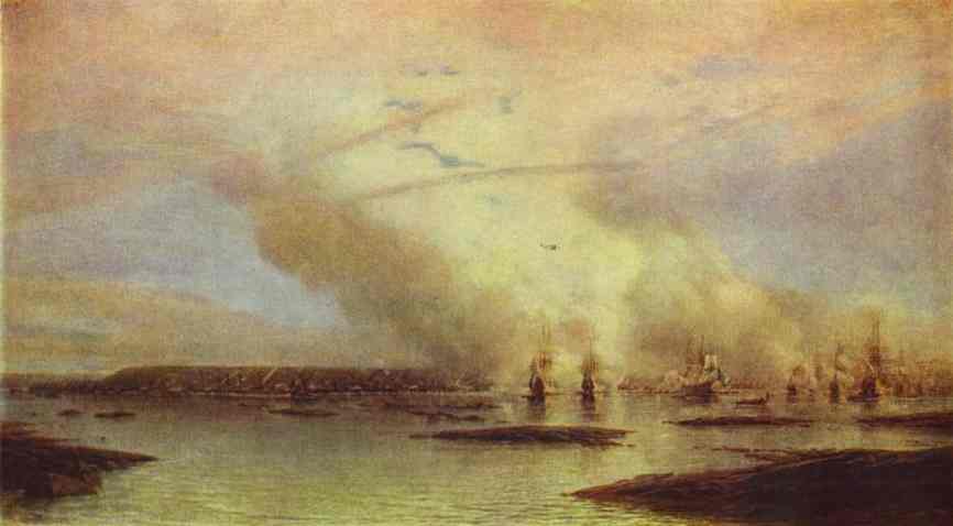 Oil painting:Battle of Gangut on 27 July 1714