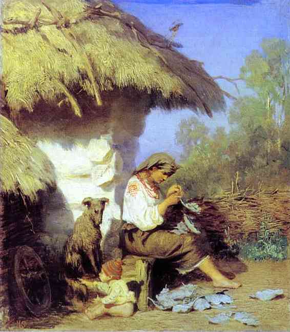 Oil painting:Country Idyll. c. 1886