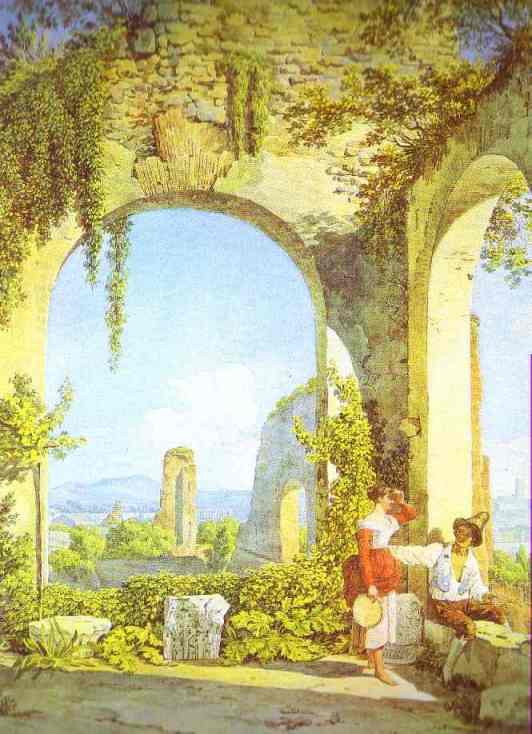 Oil painting:Italian Ruins. 1822