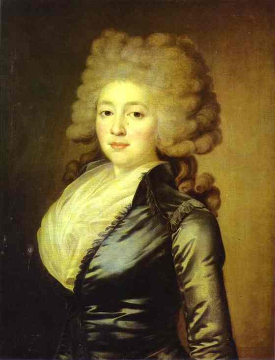 Oil painting:Portrait of Olga Zherebtsova. c. 1780s-1790s