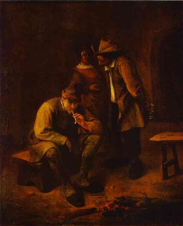 Oil painting:Smoker. 1650