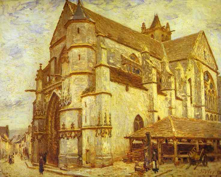 Oil painting:The Church at Moret - Icy Weather. 1893