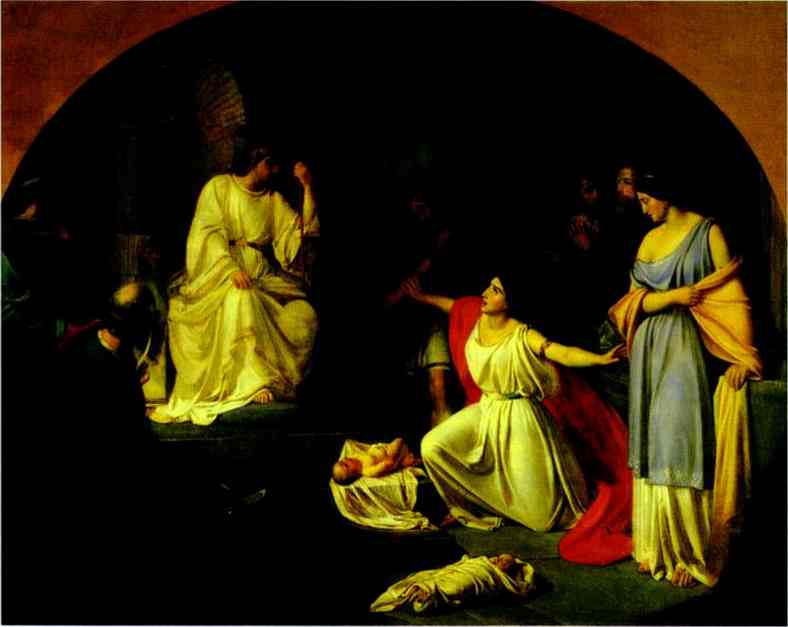 Oil painting:The Judgment of King Solomon. 1854