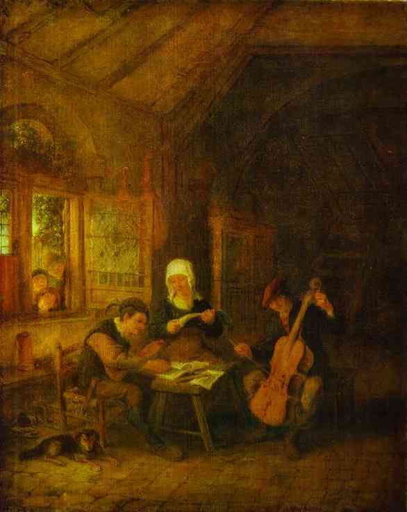 Oil painting:Village Musicians. 1655