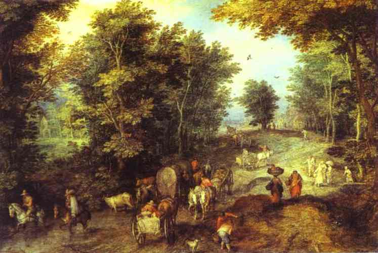 Oil painting:Landscape with a Ford. 1607