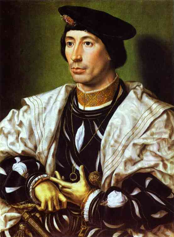 Oil painting:A Nobleman (Adolphe of Burgundy?). c. 1525