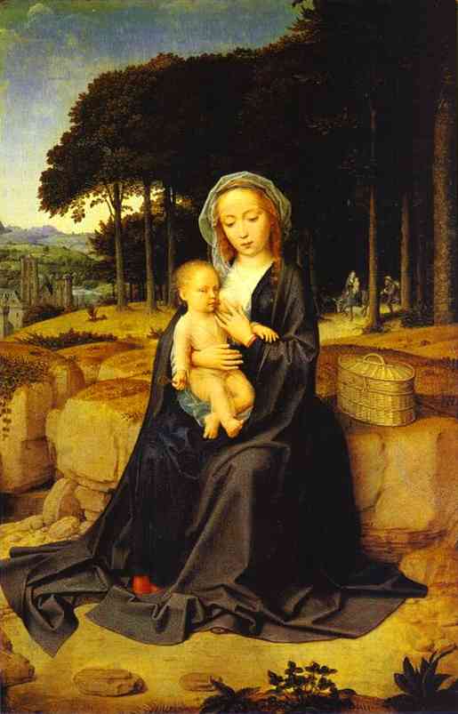 Oil painting:A Rest During the Flight to Egypt. c. 1510