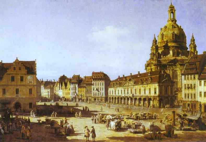 Oil painting:New Market Square in Dresden. 1750