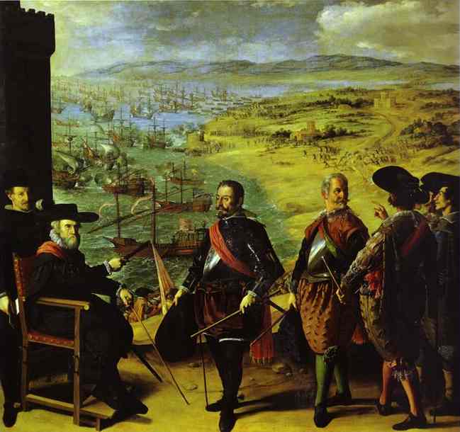 Oil painting:The Defense of Cadiz Against the English. 1634