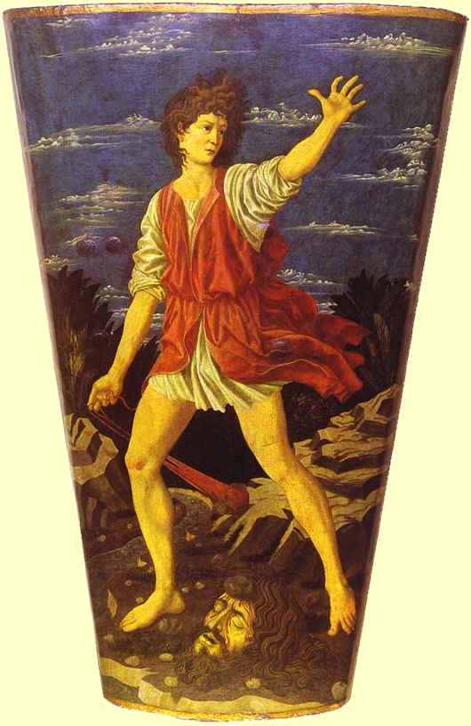 Oil painting:The Youthful David. c. 1450