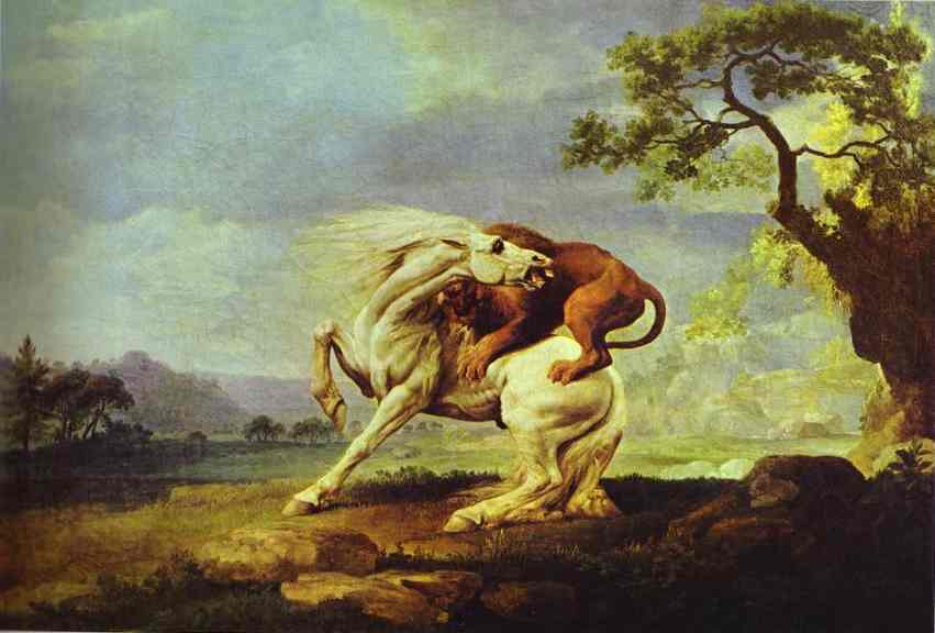 Oil painting:Horse Attacked by a Lion. 1768