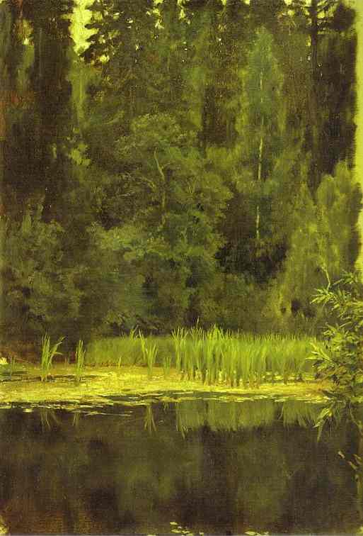 Oil painting:Pond in Akhtyrka. 1880