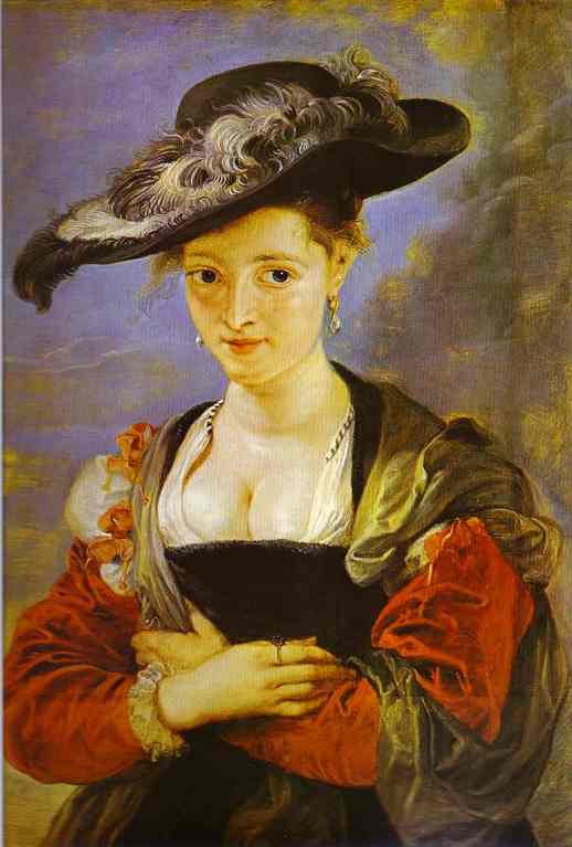 Oil painting:Portrait of Susanne Fourment (Le Chapeau de paille). c.1625