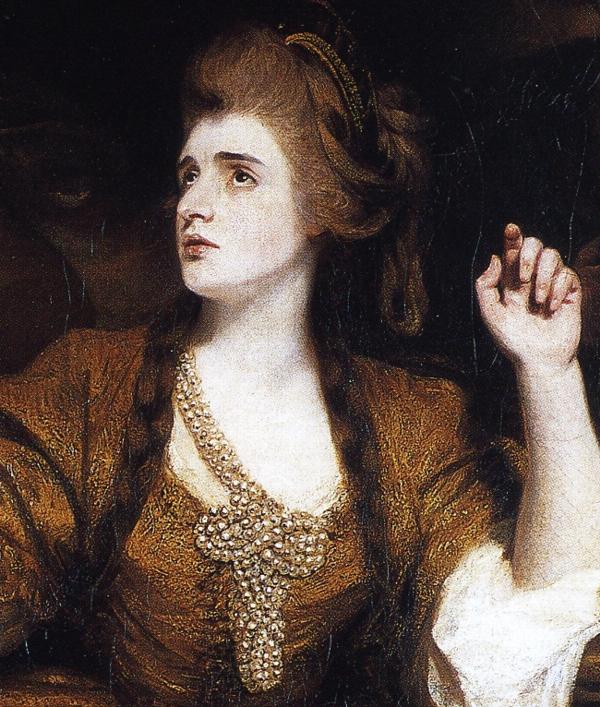 Oil painting:Sarah Siddons as the Tragic Muse. Detail. 1783