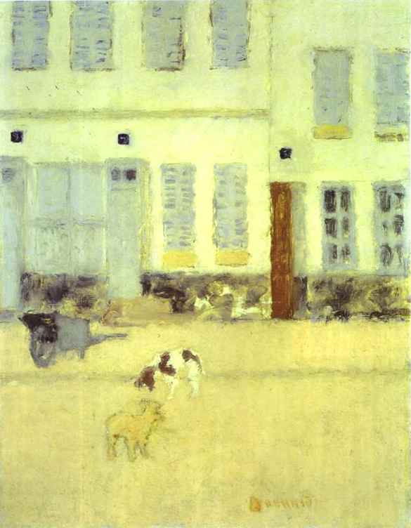 Oil painting:Street in Eragny-sur-Oise or Dogs in Eragny. 1893
