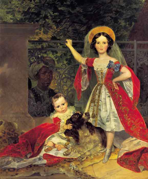 Oil painting for sale:Children Volkonski and an Arab, 1843