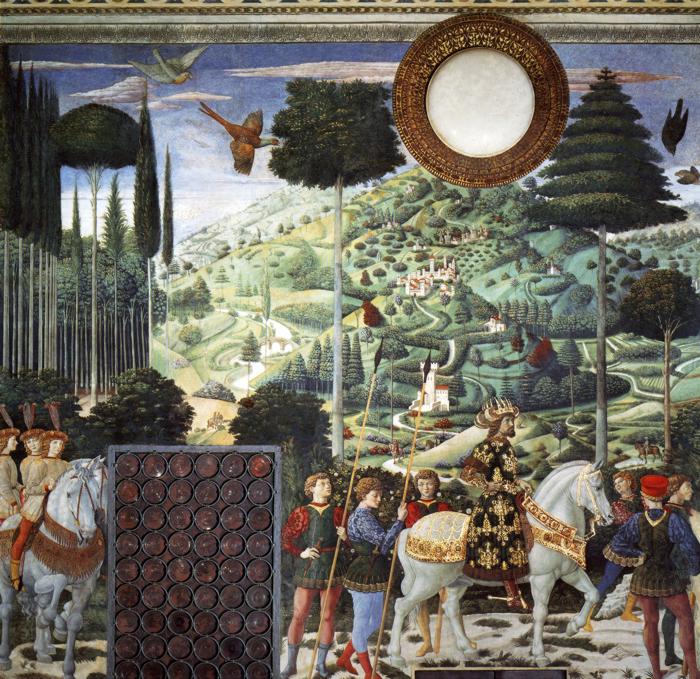 Oil painting:Procession of the Magus Melchior. Detail.1459