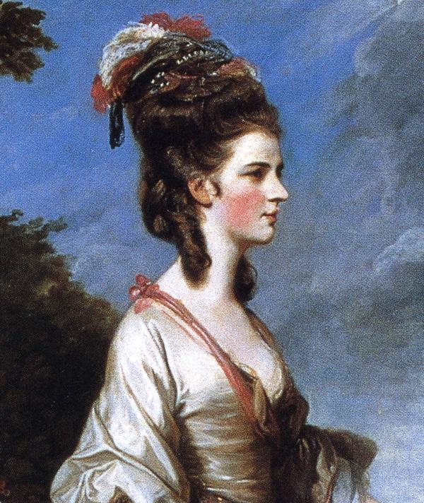 Oil painting:Jane, Countess of Harrington. Detail. 1775