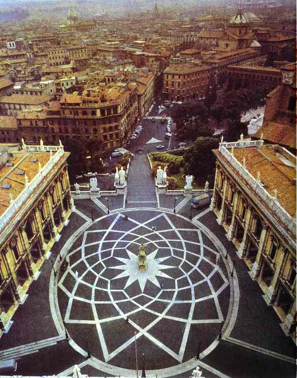 Oil painting: Capitoline Hill. Piazza Campidoglio, Rome, Ital