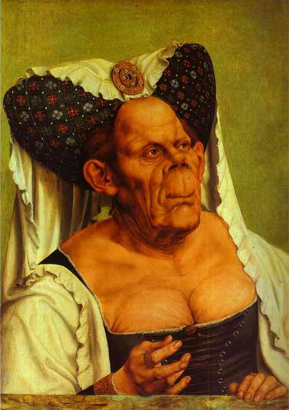 Oil painting:Old Woman. (The Queen of Tunis). c. 1513