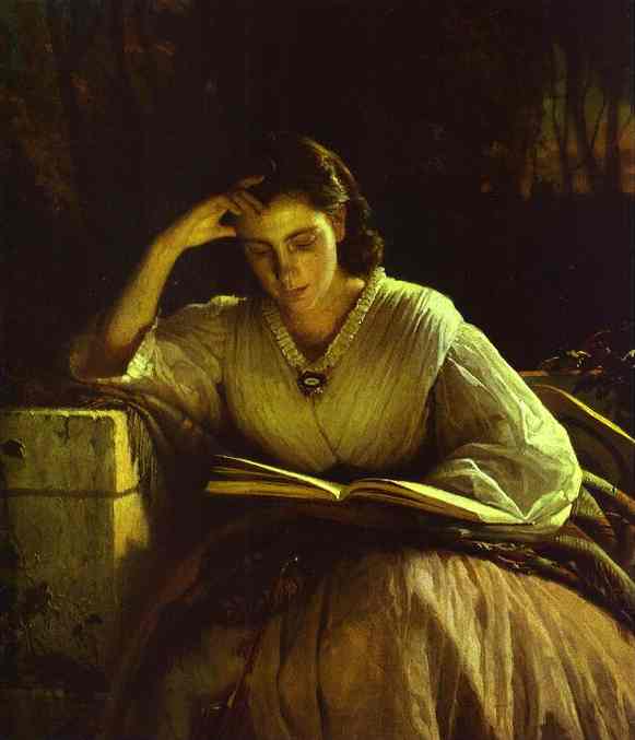 Oil painting:Sophia Kramskaya Reading. 1863