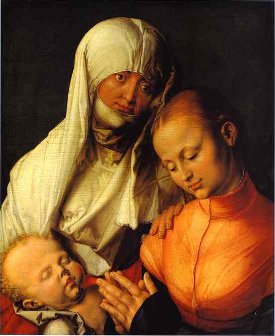 Oil painting:St. Anne with the Virgin and Child. 1519