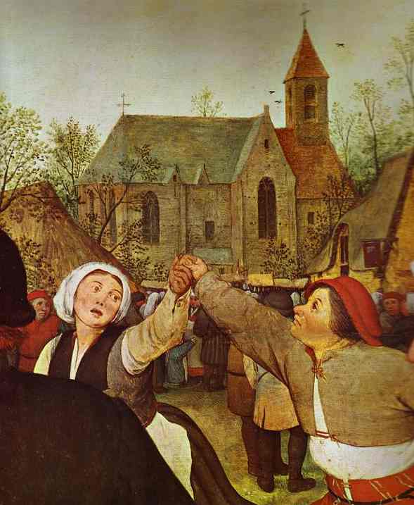 Oil painting:The Peasant Dance. Detail. 1567