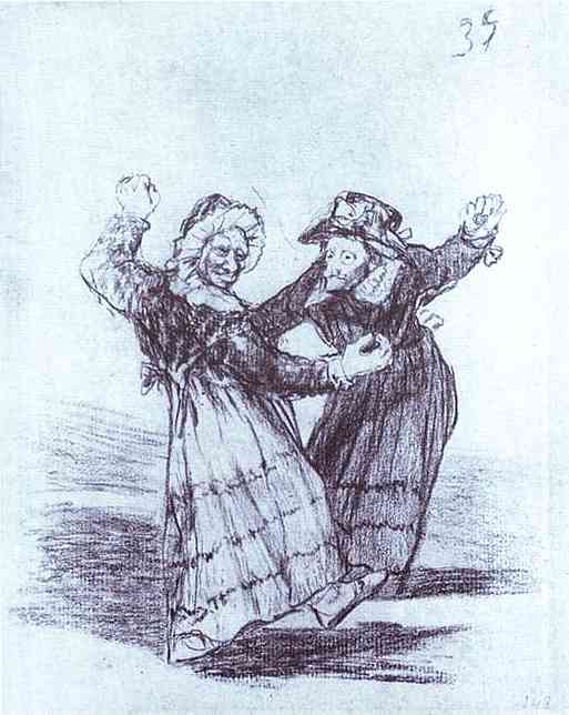 Oil painting:Two Dancing Old Friends. 1824-1828