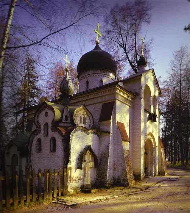 Oil painting:Victor Vasnetsov and Vasiliy Polenov. The Church in Abramtsevo. 1881-1882