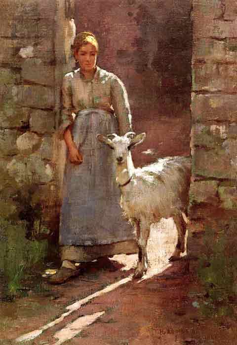 Oil painting for sale:Girl with Goat, 1886