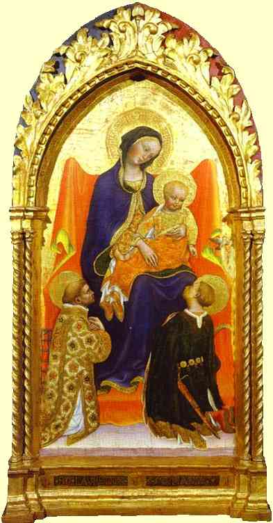 Oil painting:Madonna and Child, with St. Lawrence and St. Julian. c. 1423