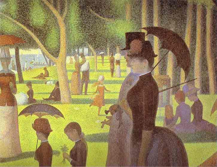 Oil painting:A Sunday on La Grande Jatte. Detail. 1884