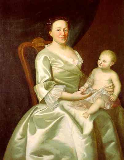 Oil painting:Portrait of Mrs. Daniel Rea and Child. 1757