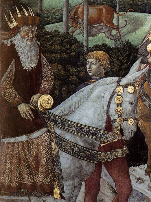 Oil painting:Procession of the Magus Caspar. Detail.1459